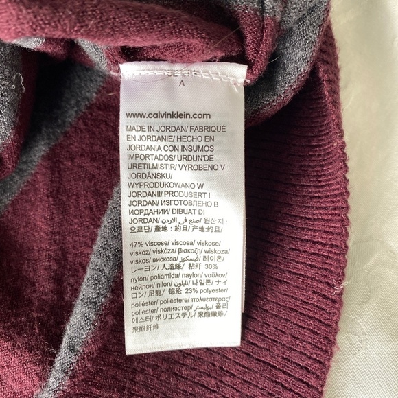 Calvin Klein Jeans Women's Burgundy Striped Turtleneck Sweater Size‎ X-Large - Picture 6 of 13